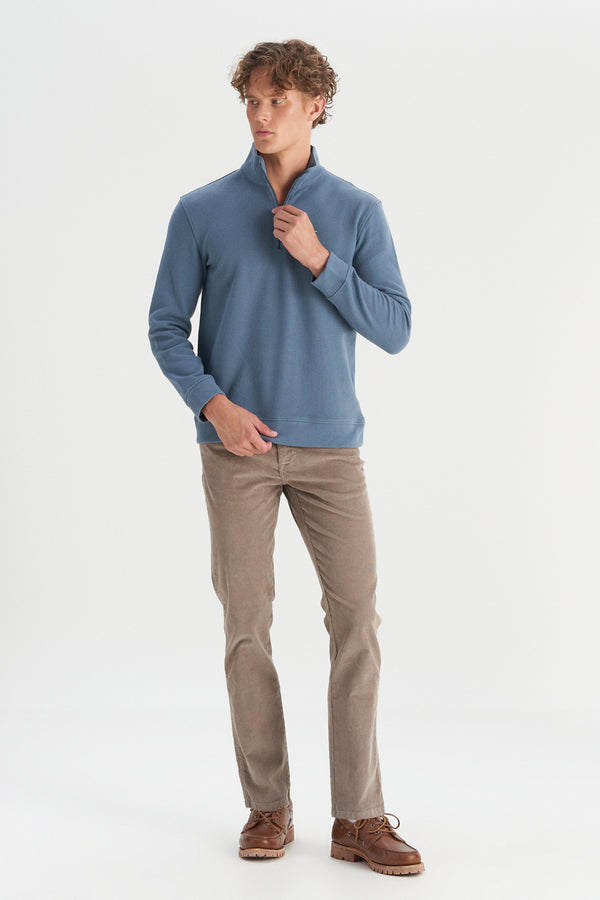Wrangler Erkek Regular Fit Dik Yaka Fermuarlı Selanik Örgü Sweatshirt