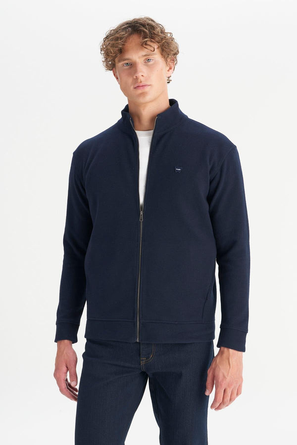 Wrangler Erkek Relaxed Fit Dik Yaka Fermuarlı Selanik Örgü Sweatshirt