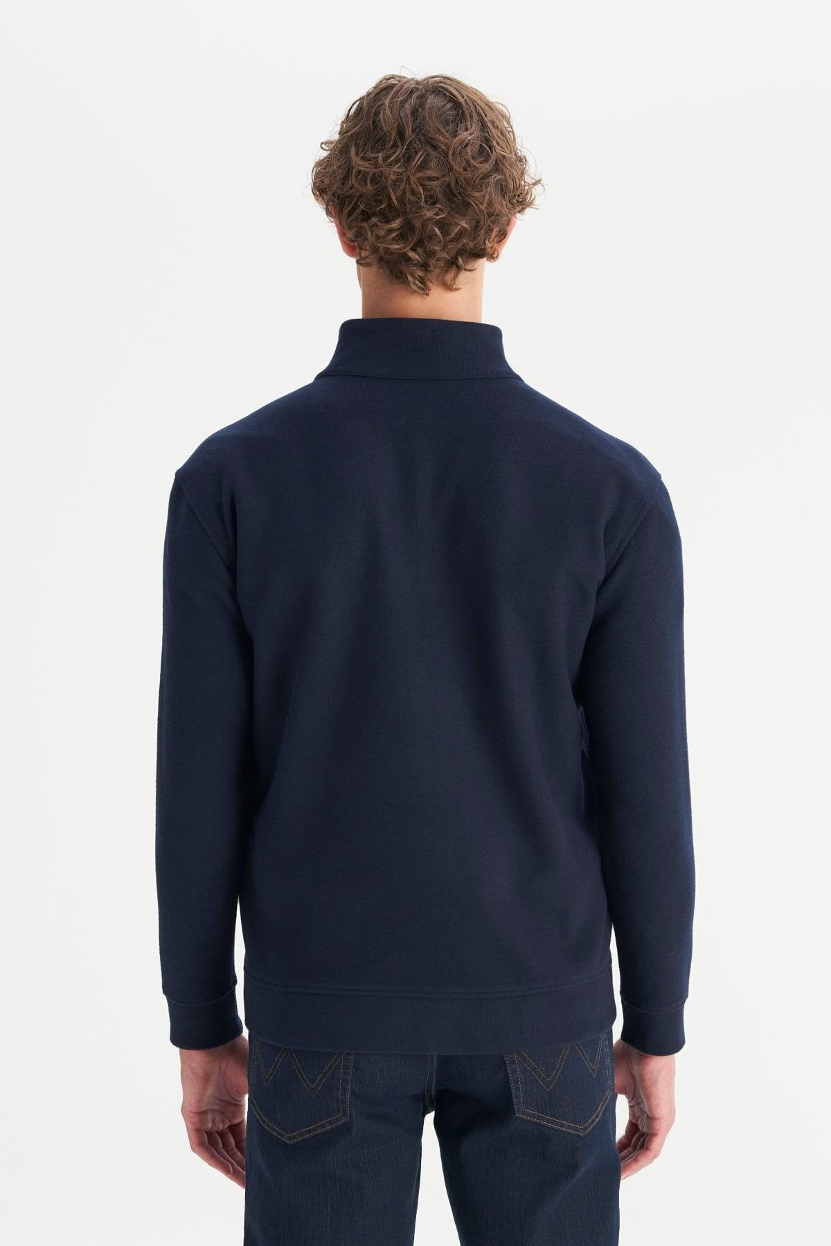 Wrangler Erkek Relaxed Fit Dik Yaka Fermuarlı Selanik Örgü Sweatshirt