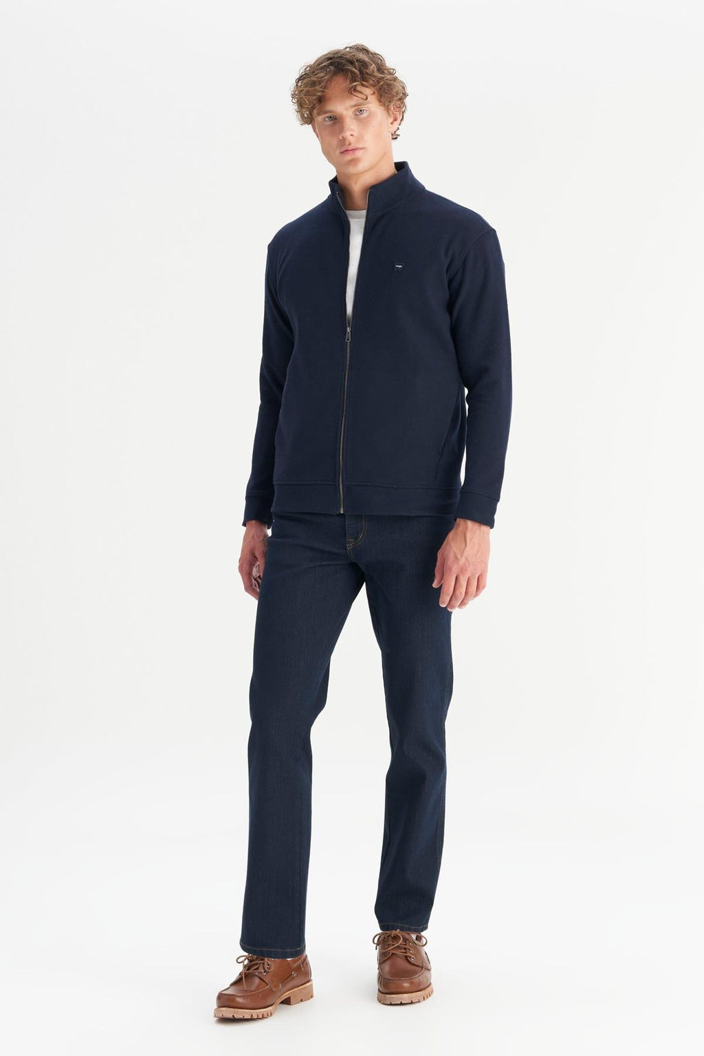 Wrangler Erkek Relaxed Fit Dik Yaka Fermuarlı Selanik Örgü Sweatshirt