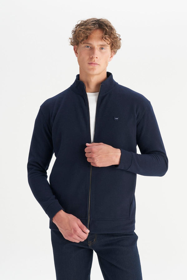 Wrangler Erkek Relaxed Fit Dik Yaka Fermuarlı Selanik Örgü Sweatshirt