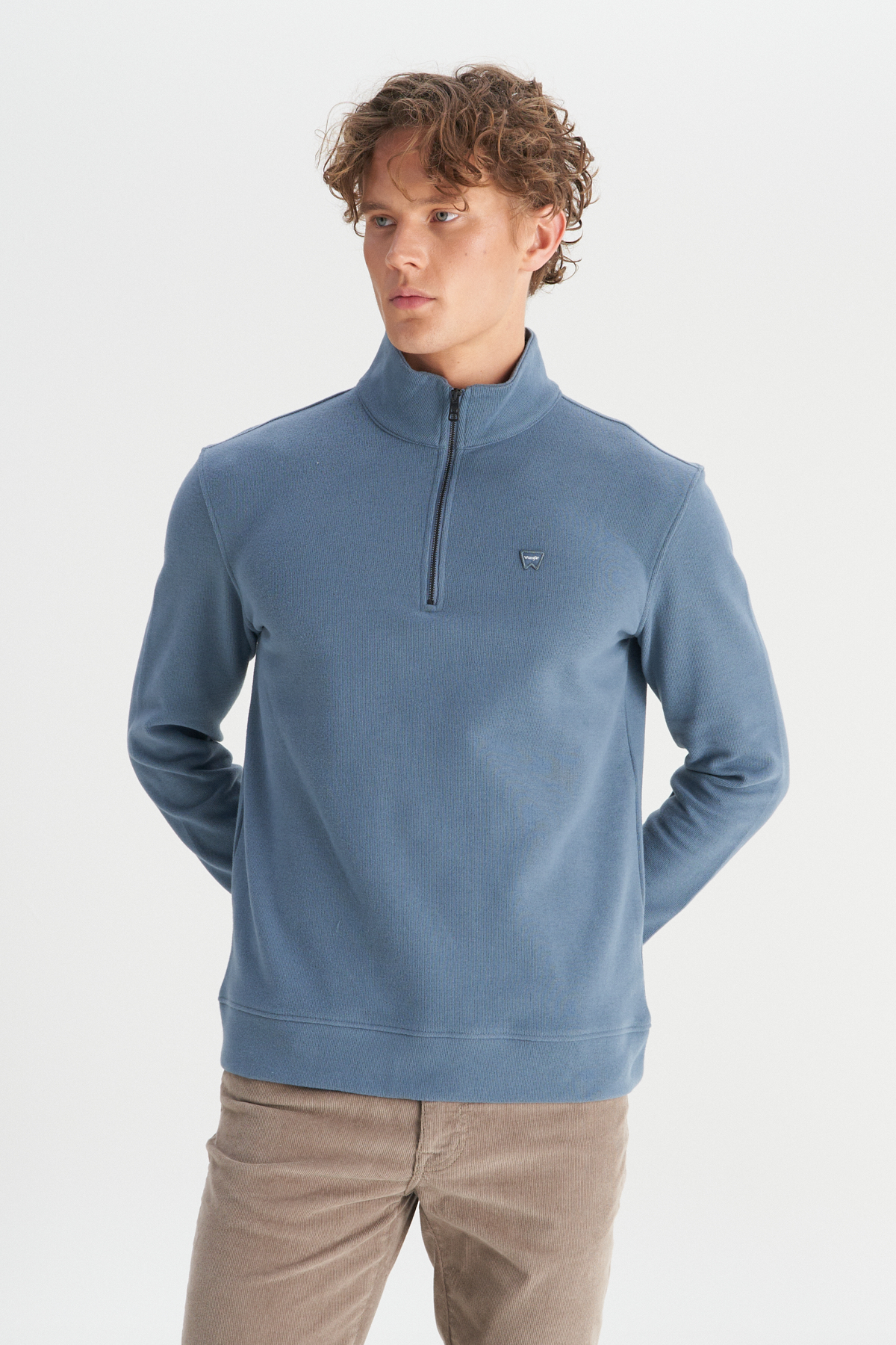 Wrangler Erkek Regular Fit Dik Yaka Fermuarlı Selanik Örgü Sweatshirt Translation missing: ar.content.product_image_main