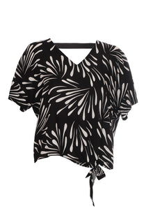 Ysatis Oversize V Yaka Kısa Kol Crop Bluz - Yazlık