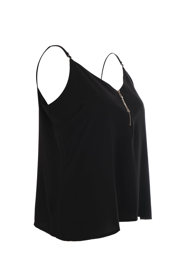 Ysatis V Yaka Fermuarlı Minimalist Crop Bluz - Günlük Şıklık