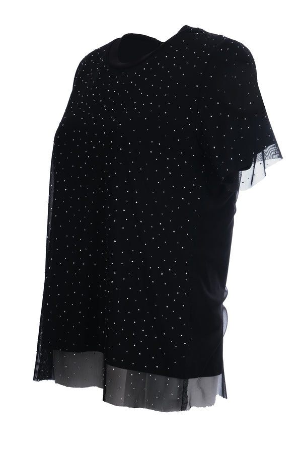 Ysatis Oversize Minimalist Kadın Bluz - Kısa Kol Yuvarlak Yaka