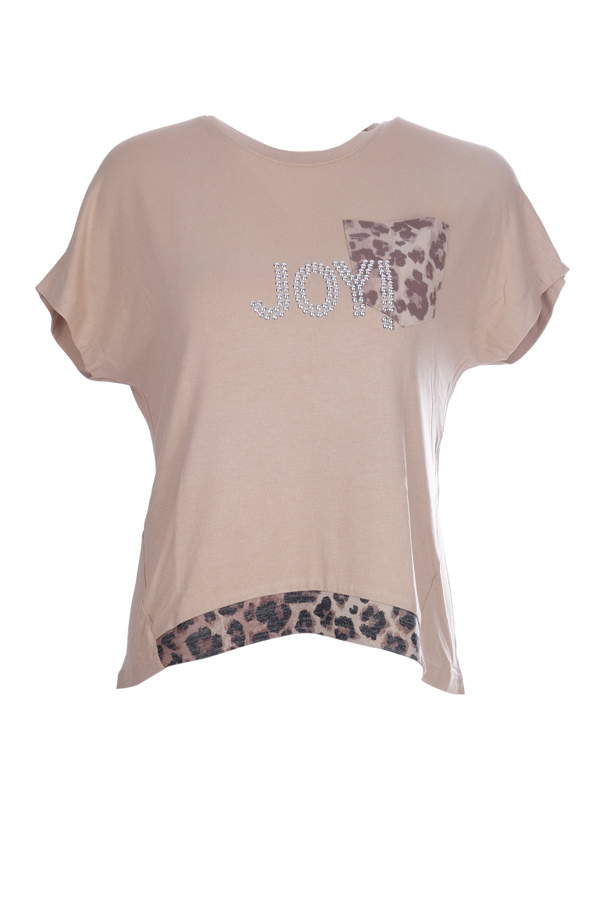 Ysatis Minimalist Oversize Kısa Kol Kadın Bluz - Leopar Detay Translation missing: tr.content.product_image_main