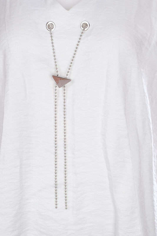 Ysatis Minimalist V Yaka Oversize Kadın Bluz - Kısa Kol