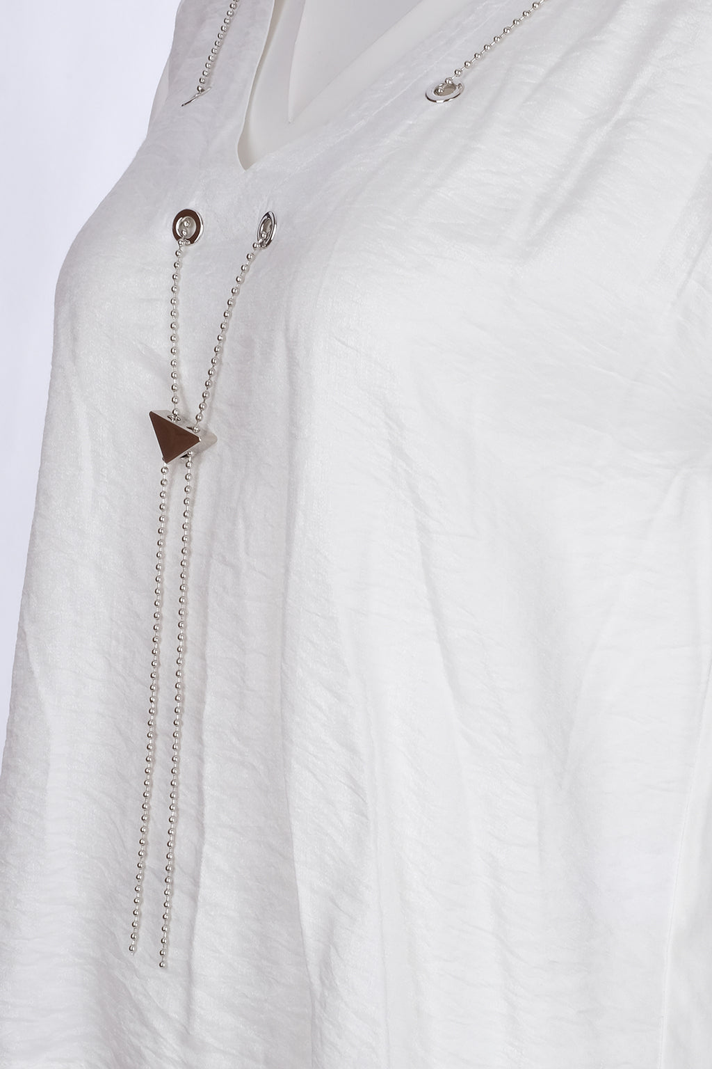 Ysatis Minimalist V Yaka Oversize Kadın Bluz - Kısa Kol