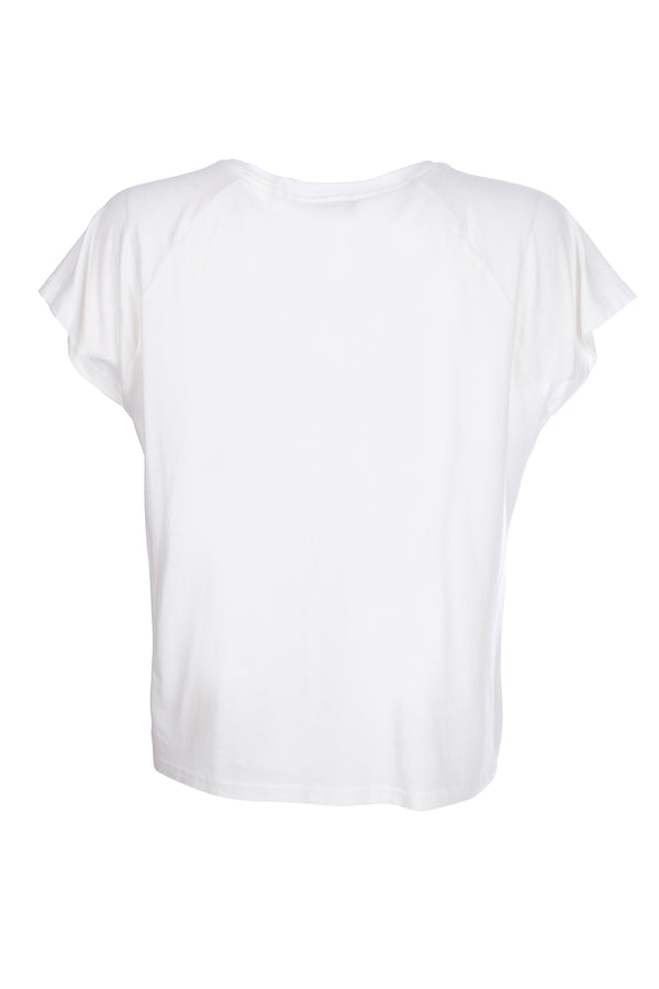Ysatis Minimalist V Yaka Oversize Kadın Bluz - Kısa Kol