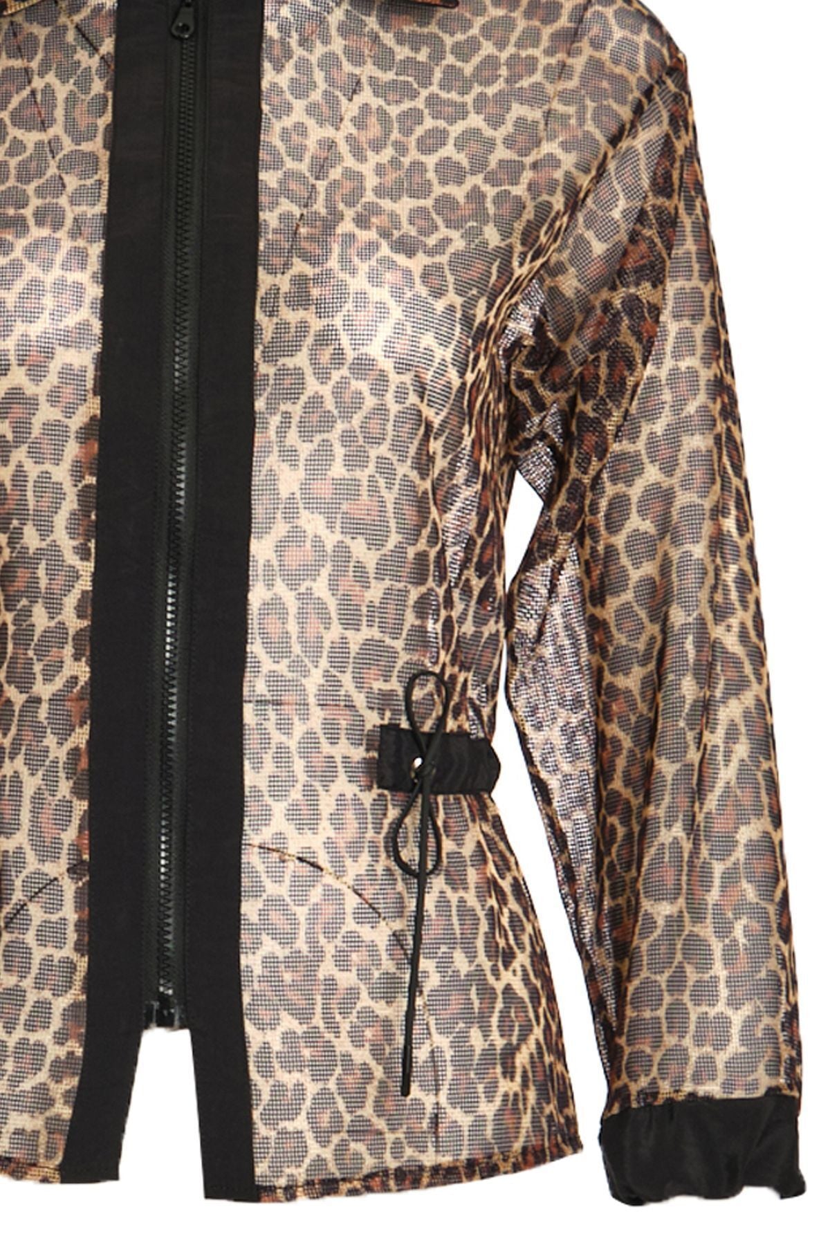 Ysatis Leopar Desenli Şeffaf Midi Ceket - Uzun Kol Translation missing: tr.content.product_image_secondary