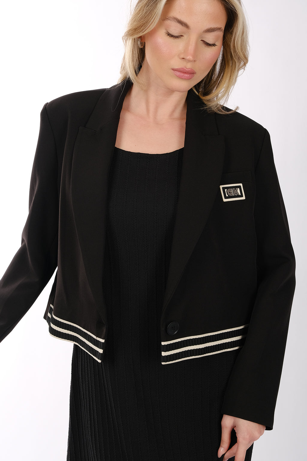 Ysatis Minimalist Crop Blazer Ceket - Uzun Kol - Günlük & Şık