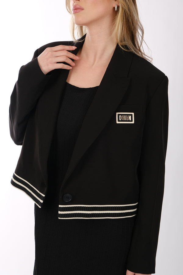 Ysatis Minimalist Crop Blazer Ceket - Uzun Kol - Günlük & Şık