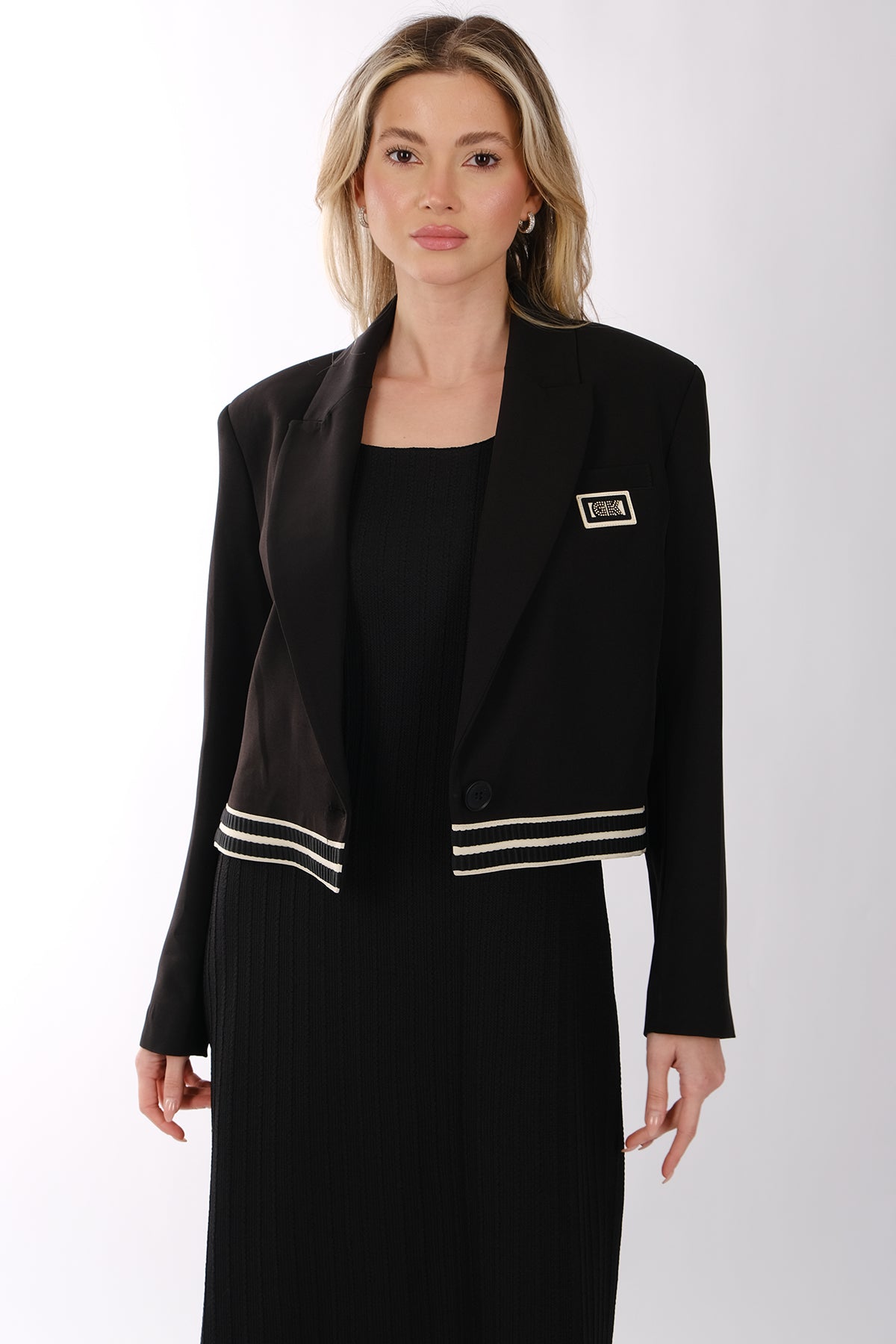 Ysatis Minimalist Crop Blazer Ceket - Uzun Kol - Günlük & Şık