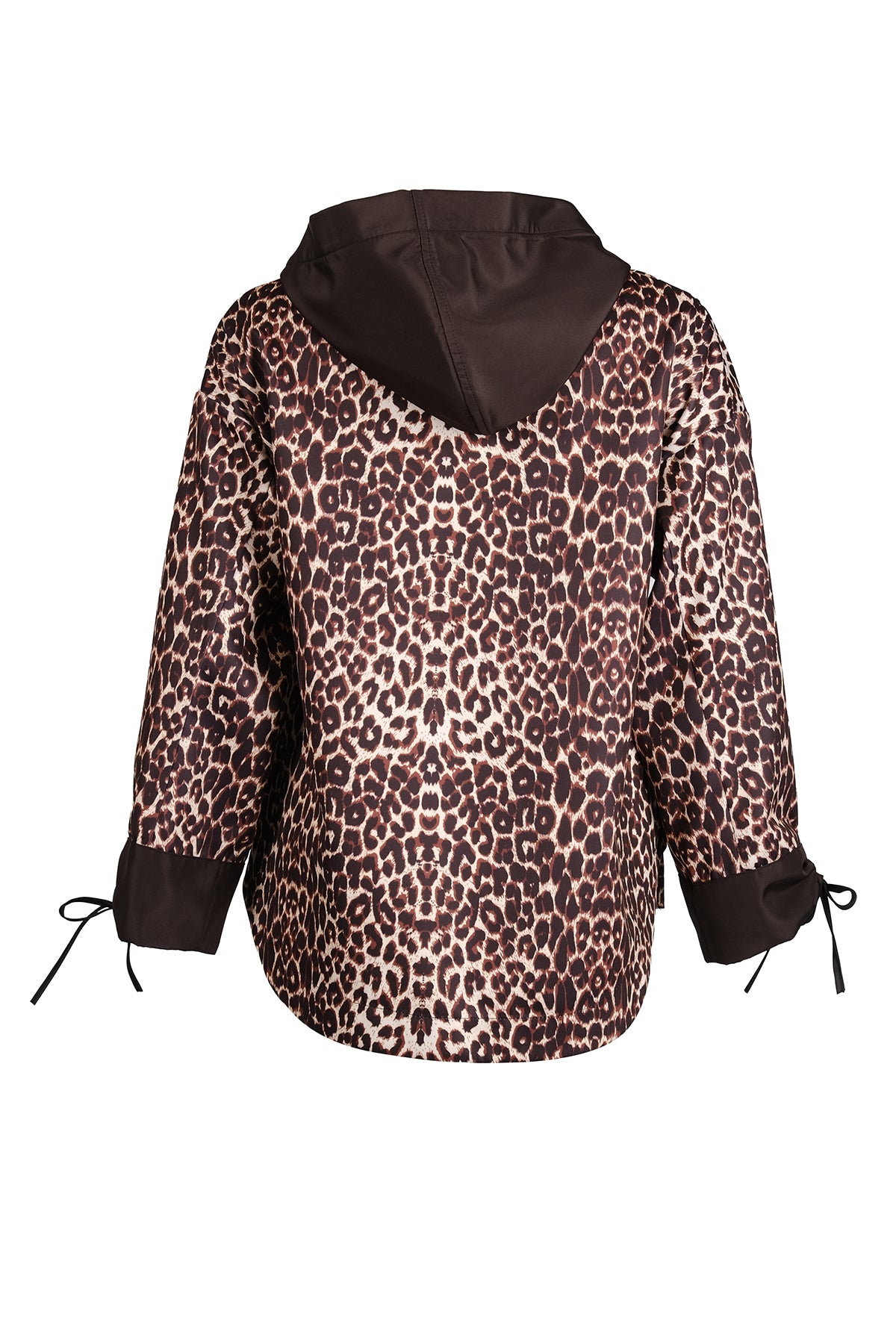 Ysatis Oversize Leopar Desenli Kapşonlu Kadın Ceket - Midi Boy