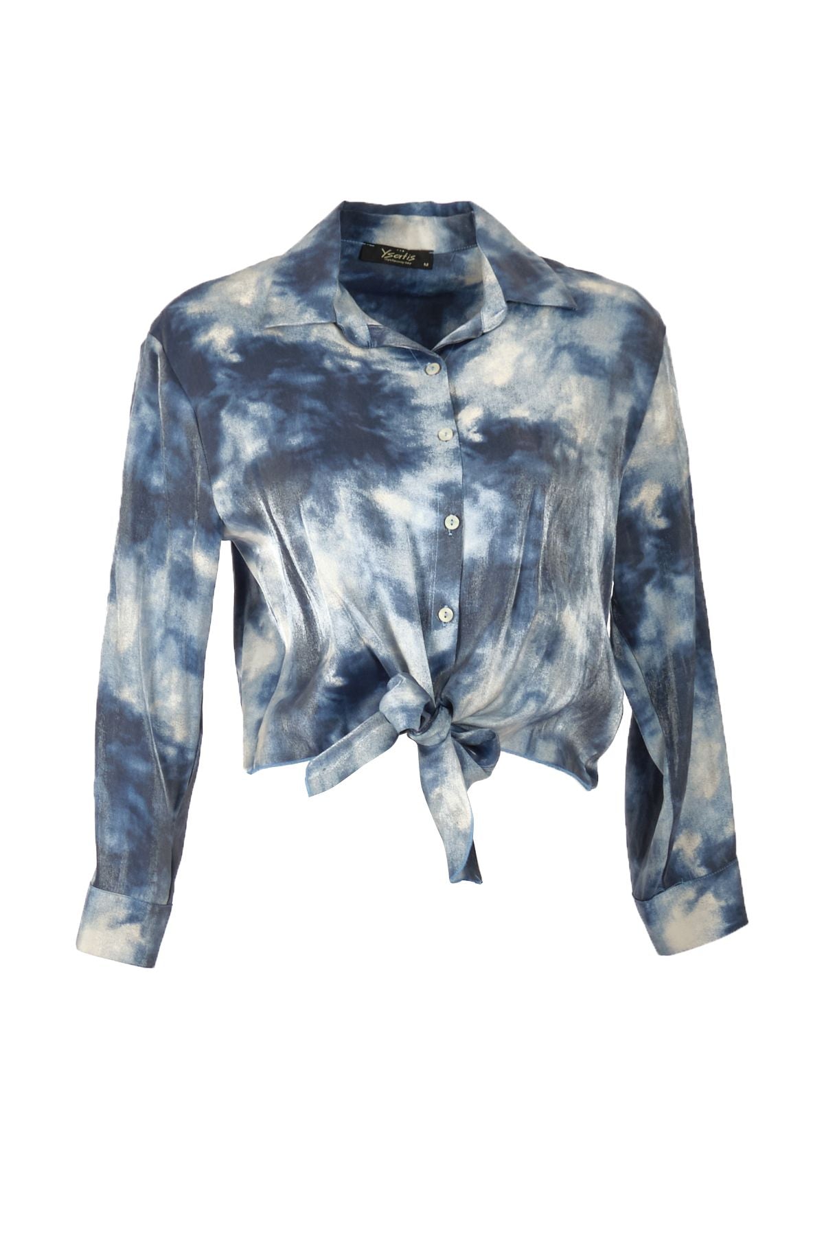 Ysatis Batik Desenli Uzun Kol Crop Gömlek - Minimalist Stil Translation missing: tr.content.product_image_secondary