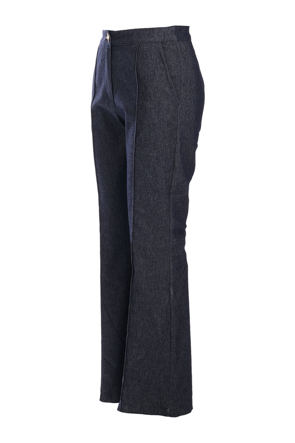 Ysatis Minimalist Yüksek Bel Çizgili Kemerli Kadın Pantolon - Günlük & İş
