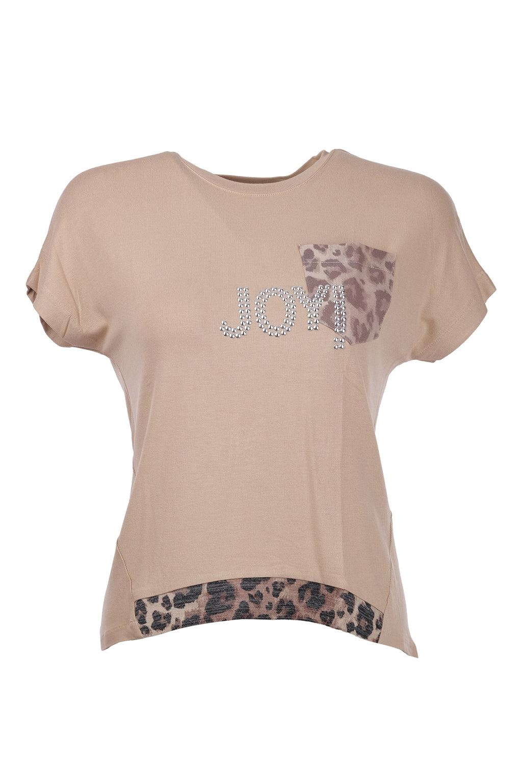Ysatis Minimalist Oversize Kısa Kol Kadın Bluz - Leopar Detay