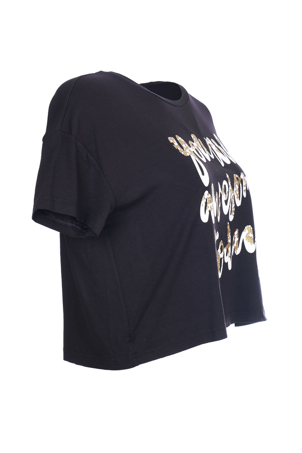Ysatis Oversize Crop Bluz: Kısa Kol Yuvarlak Yaka Günlük Kadın