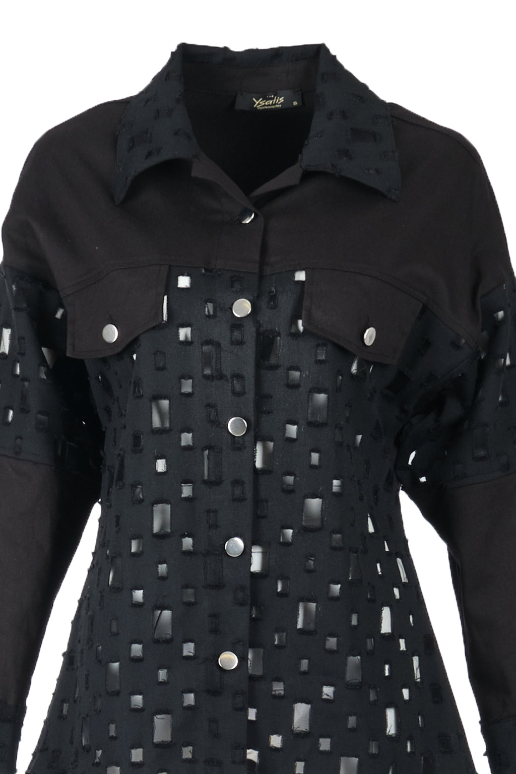 Ysatis Oversize Uzun Kol Minimalist Kadın Ceket - Geometrik Detaylar
