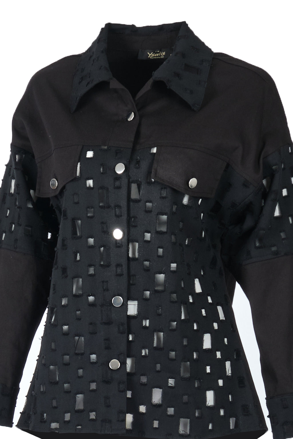 Ysatis Oversize Uzun Kol Minimalist Kadın Ceket - Geometrik Detaylar