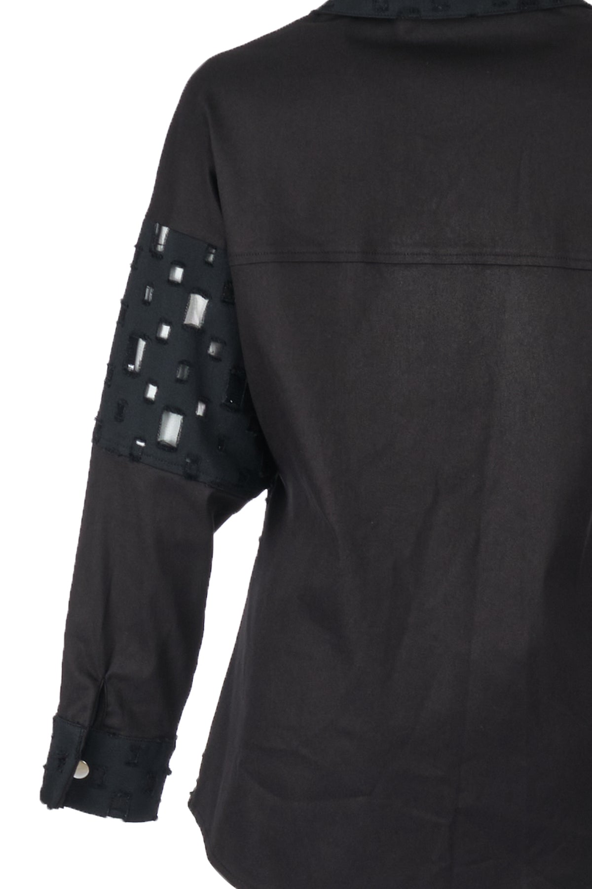 Ysatis Oversize Uzun Kol Minimalist Kadın Ceket - Geometrik Detaylar