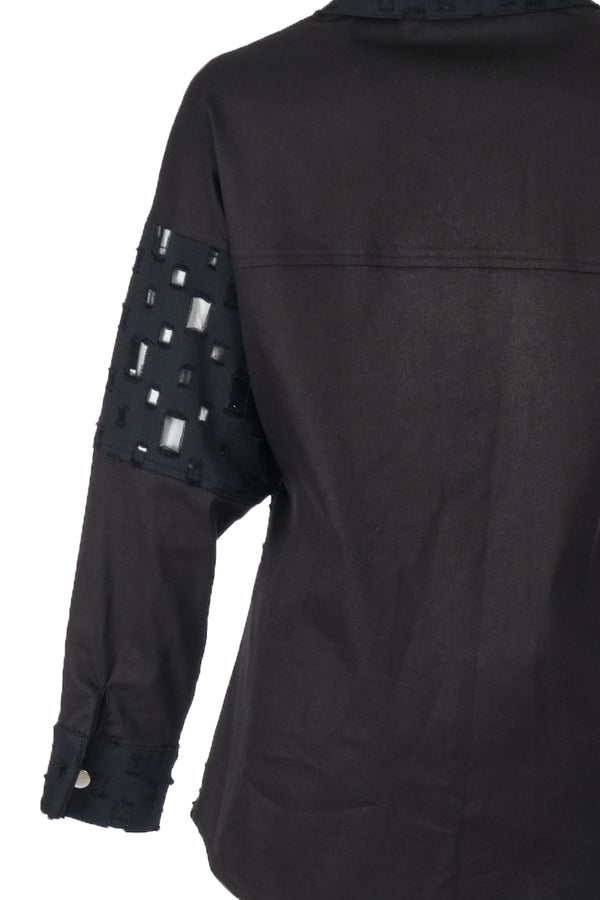 Ysatis Oversize Uzun Kol Minimalist Kadın Ceket - Geometrik Detaylar