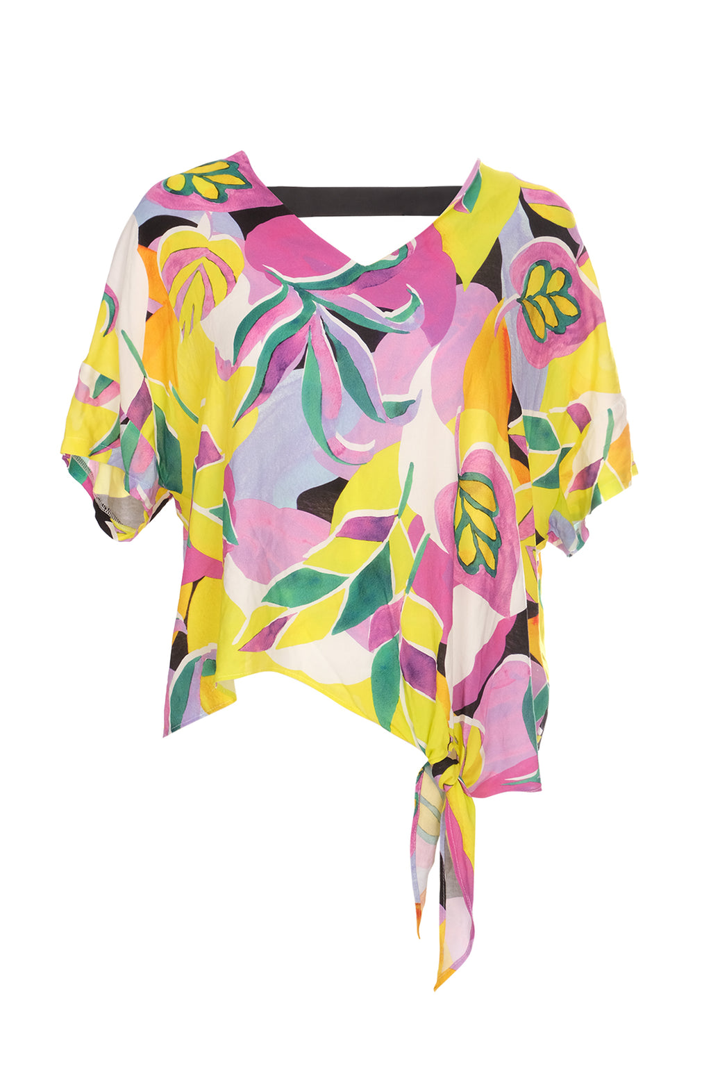 Ysatis Oversize V Yaka Kısa Kol Crop Bluz - Yazlık