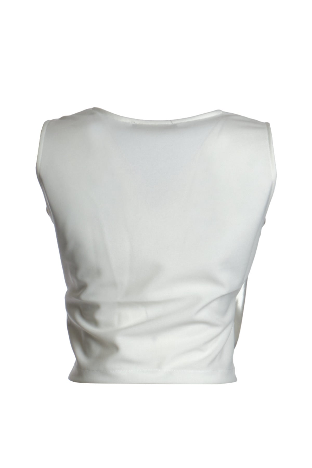 Ysatis V Yaka Kolsuz Saten Crop Bluz - Minimalist Tasarım İkincil görsel