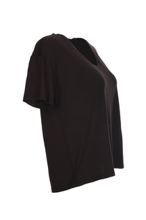 Ysatis V Yaka Oversize Minimalist Kadın Bluz - Kısa Kol - Günlük