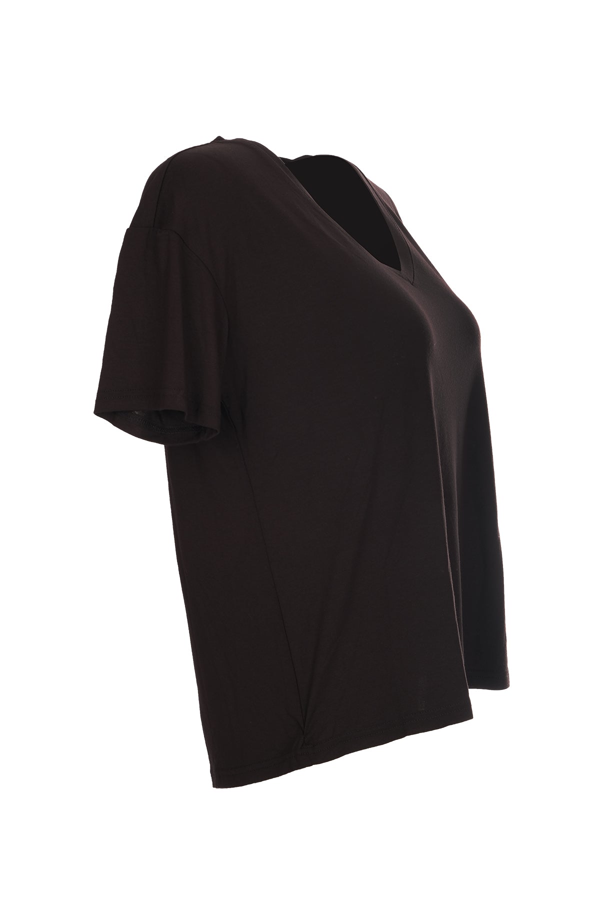 Ysatis V Yaka Oversize Minimalist Kadın Bluz - Kısa Kol - Günlük