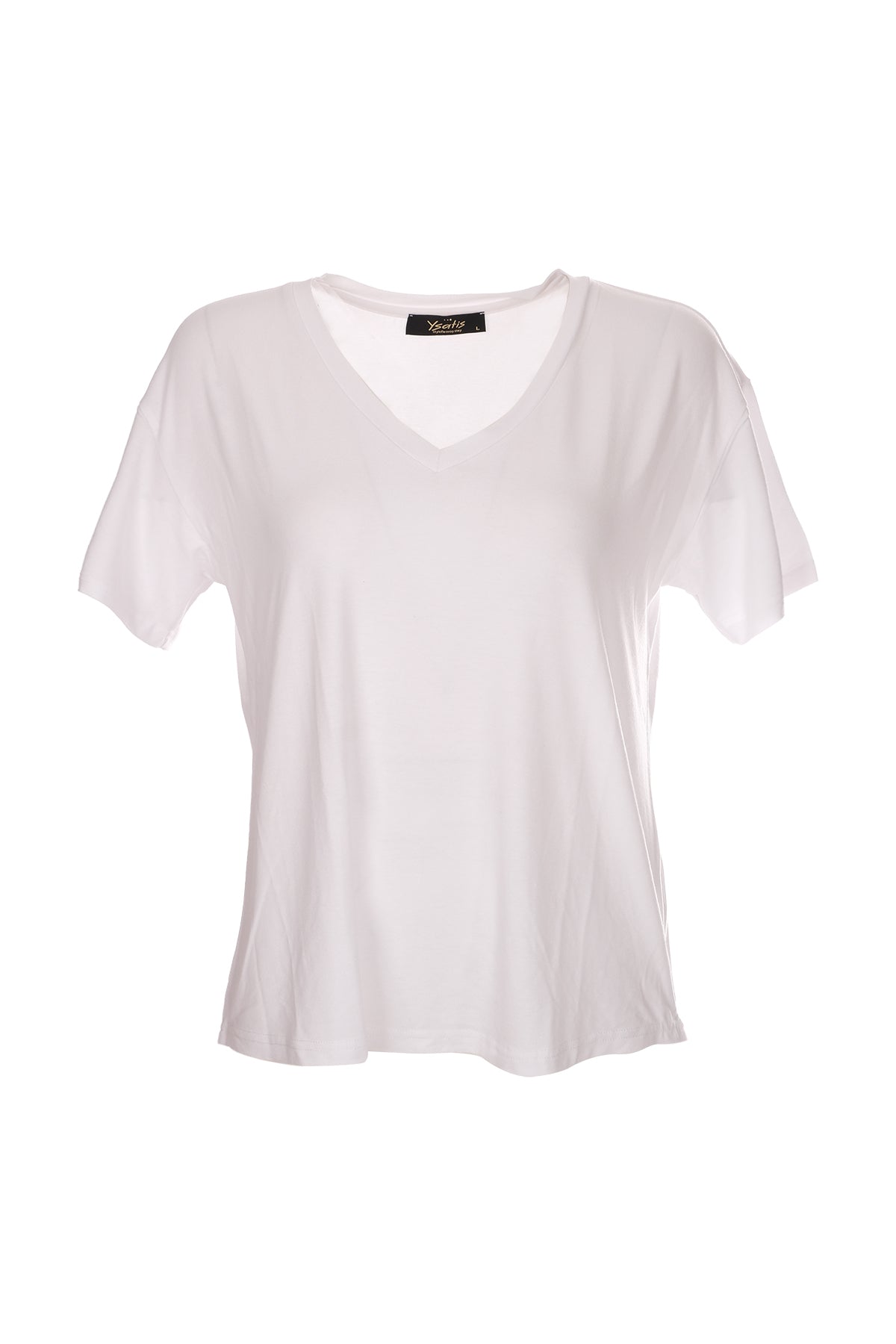 Ysatis V Yaka Oversize Minimalist Kadın Bluz - Kısa Kol - Günlük Translation missing: tr.content.product_image_secondary