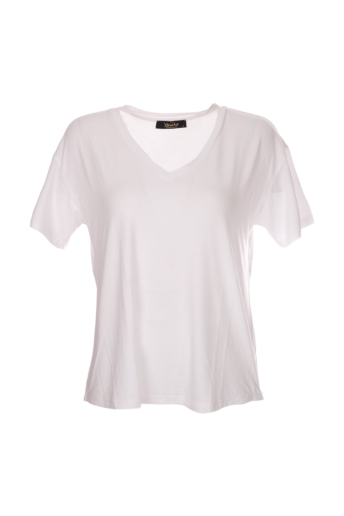 Ysatis V Yaka Oversize Minimalist Kadın Bluz - Kısa Kol - Günlük Ana görsel