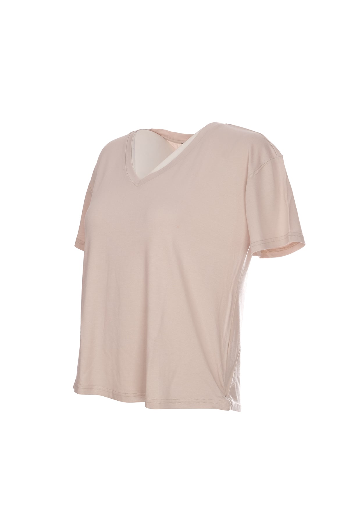 Ysatis V Yaka Oversize Minimalist Kadın Bluz - Kısa Kol - Günlük