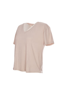 Ysatis V Yaka Oversize Minimalist Kadın Bluz - Kısa Kol - Günlük